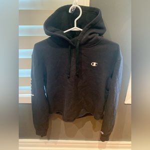 Black Cropped Champion Hoodie
